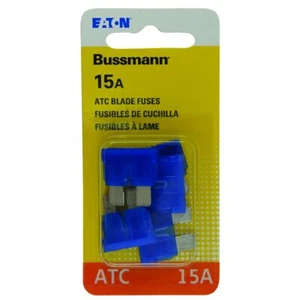 Bussmann 15A ATC 32V Blue Blade Polycarbonate Fuses Easy Installation 5 pk - Picture 1 of 1