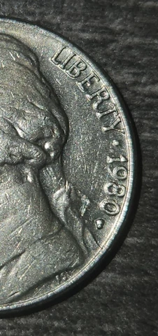 1980 P JEFFERSON NICKEL ERROR! FILLED IN MINT MARK ERROR Cover