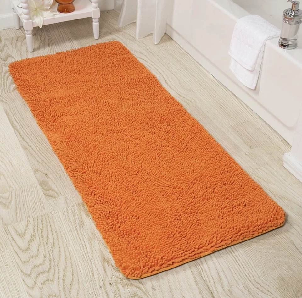Lavish Home Memory Foam Shag Bath Mat 2-feet by 5ft Orange