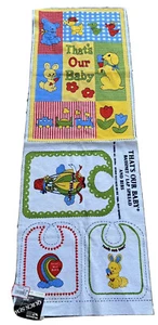 Vintage Cut & Sew THAT’S OUR BABY Stoff Schoß Pad & Lätzchen Stubenwagen Handarbeit Woolworth - Bild 1 von 12