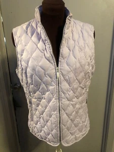 EDDIE BAUER Lilac Lavender Floral Embroidered Quilted Vest Goose Down Womens M - Picture 1 of 12