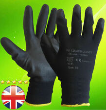 24 PAIRS NEW BLACK PU COATED WORK GLOVES BUILDERS MECHANIC CONSTRUCTION GRIP XL