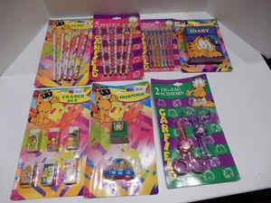 GARFIELD Stationary- 3 Pencils, Erasers, Scissors, Diary, Sharpener Lot of 7 NEW - Picture 1 of 5