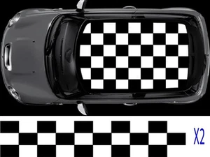 MINI GROSSE KARIERTE FLAGGE DACH GRAFIK AUFKLEBER STICKER - Bild 1 von 2