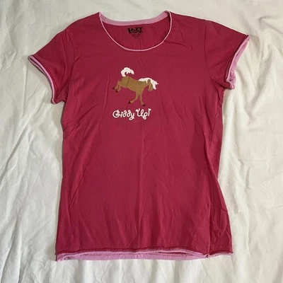 Lazy One Womens Pink Giddy Up Pajama Shirt Size Small - Image 1 of 4