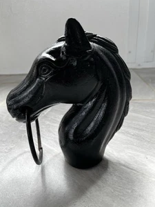 Vintage Cast Iron Horse Head Hitching Post Topper with Tie Ring - Picture 1 of 6