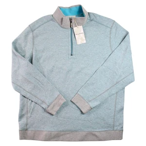 Tommy Bahama Reversible Sweater Mens XXL Blue 1/4 Zip Pullover Mock Neck $150 - Picture 1 of 12
