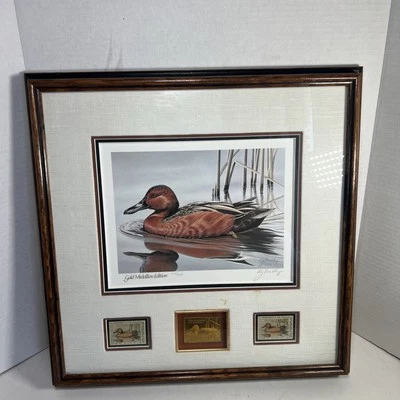 1985 Gerald Mobley SIGNED Federal Duck Stamp w/Framed Print 272/6650 (READ) - Image 1 of 4