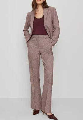 Ann Taylor Pants Slim Flare Trouser In Poised Plum Houndstooth Size 0 NWT ($139) - Image 1 of 4