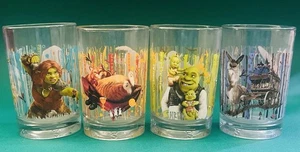 Vintage 2000er Shrek Glas Tassen Becher Kater Stiefel, Komplettset, 4 Stück - Bild 1 von 11