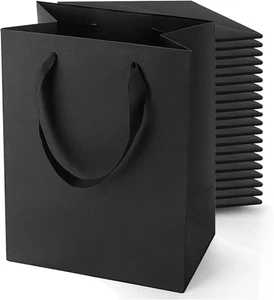 Kleine schwarze Geschenktüten: 24 Stück Mini-Geschenktüten mit Griffen Großpackung 6,3 x 4,7 x 2,4 Zoll f - Bild 1 von 12