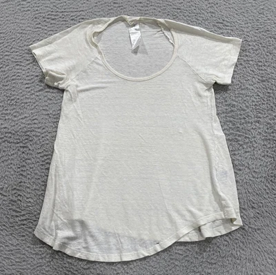 Isabel Marant Etoile Shirt Womens Large White 100% Linen Scoop Neck Slub Tee - Image 1 of 4