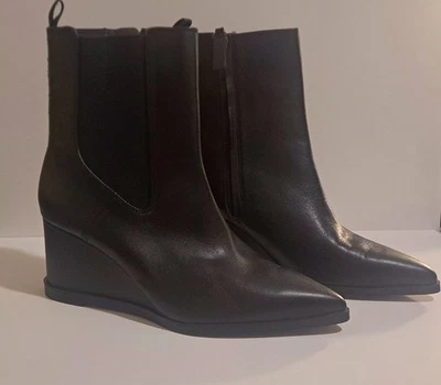 Botines de cuña clásicos al tobillo Franco Sarto Ellah de cuero negro 7,5 Foto 1 de 4