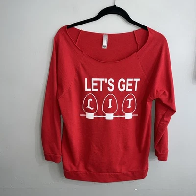 Sudadera de Navidad para mujer talla L "Let's Get Lit" roja de Next Level ropa Foto 1 de 4