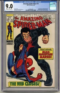 AMAZING SPIDER-MAN #73 CGC 9.0 OW/W PAGES MARVEL 6/69 1st SILVERMANE HIGH GRADE - Picture 1 of 3