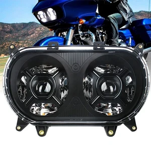 Dual Vision LED Headlight With High Low Beam For Road Glide 2015-2023 Black - Picture 1 of 12