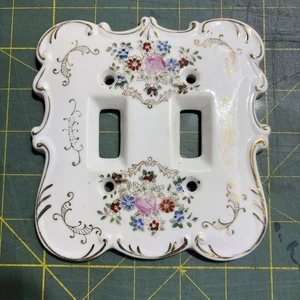 Original Arnart Creation Porzellan Wandleuchte Doppelschalter Abdeckung Vintage - Bild 1 von 4