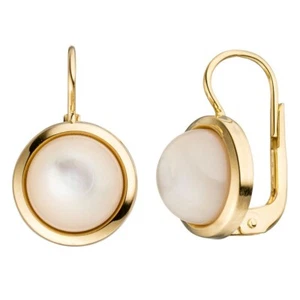 Orecchini Boutons Con Perla Mezza Sfera, Oro 333 Giallo Donna - Foto 1 di 1