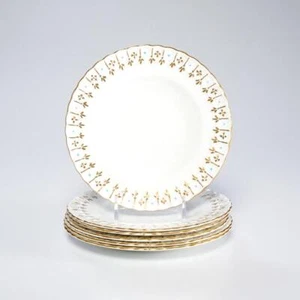 Royal Crown Derby Lancelot White Blue Gold Bread Starter Plates 6.25" 6pc Set A - Picture 1 of 6