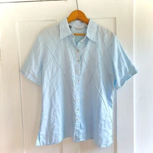 Vintage Irish Linen Short Sleeve Button Down Sz Large - Picture 1 of 6