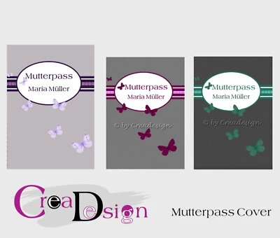 CREADESIGN Mutterpass 3-seitig, Mutterpasseinband, Mutterpasshülle, Schutz, Schmetterling