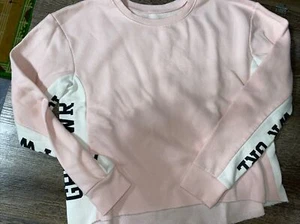 Justice size 14 1416 girl power Pale pink white black sweatshirt - Picture 1 of 6