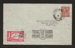 1934 GREAT BRITAIN rocket mail cover, HARRIS-SCARP - EZ 4C2 - Picture 1 of 2