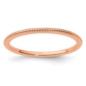 10K Rose Gold 1.2mm Beaded Stackable Wedding Band Ring Size 4.5