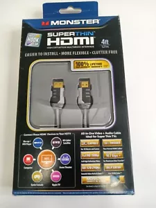 Monster Cable Super Thin High Speed HDMI Cable 4 Feet - Picture 1 of 9