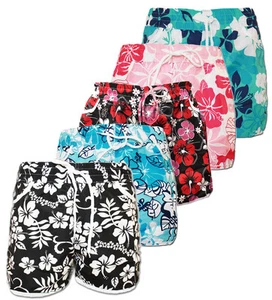 BNWT LADIES GIRL FLORAL FLOWER PRINT HOT PANTS SWIM BEACH BOARD SUMMER SHORTS UK - Picture 1 of 6