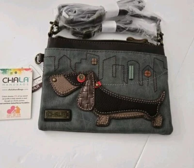  NWT Chala Bag Dog Dachshund Crossbody Convertible Purse Green Brown Gift New  - Image 1 of 4
