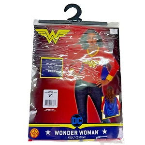 DC Wonder Woman Superhero Shirt And Cape Halloween Costume Size Large 14-16 NEW - Picture 1 of 3