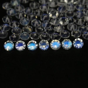 Natürlicher blauer Feuer Regenbogen Mondstein Set 3,5x3,5 mm runde Form facettierte Edelsteine Posten - Bild 1 von 4