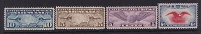 MATT'S STAMPS US SCOTT #C7-C8, C16, C23 AIRMAIL ISSUES OF 1926-38 VF/XF MH CV$37 - Image 1 of 3