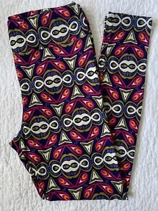 Lularoe Leggings TC Magenta Yellow Green Blue Geometric Tribal Damask VINTAGE - Picture 1 of 2