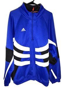 Maglione uomo Royal blu/bianco/nero 1/2 zip poliestere di Adidas taglia large - Foto 1 di 8