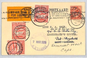 SOUTH AFRICA 1925 SECOND AIR MAIL Cape Town Somerset West Card ZC229 - Picture 1 of 8