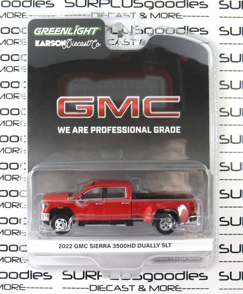 2025 Greenlight Karson Diecast: Red 2022 GMC SIERRA 3500 3500HD Pro Dually 51562 - Image 1 of 4