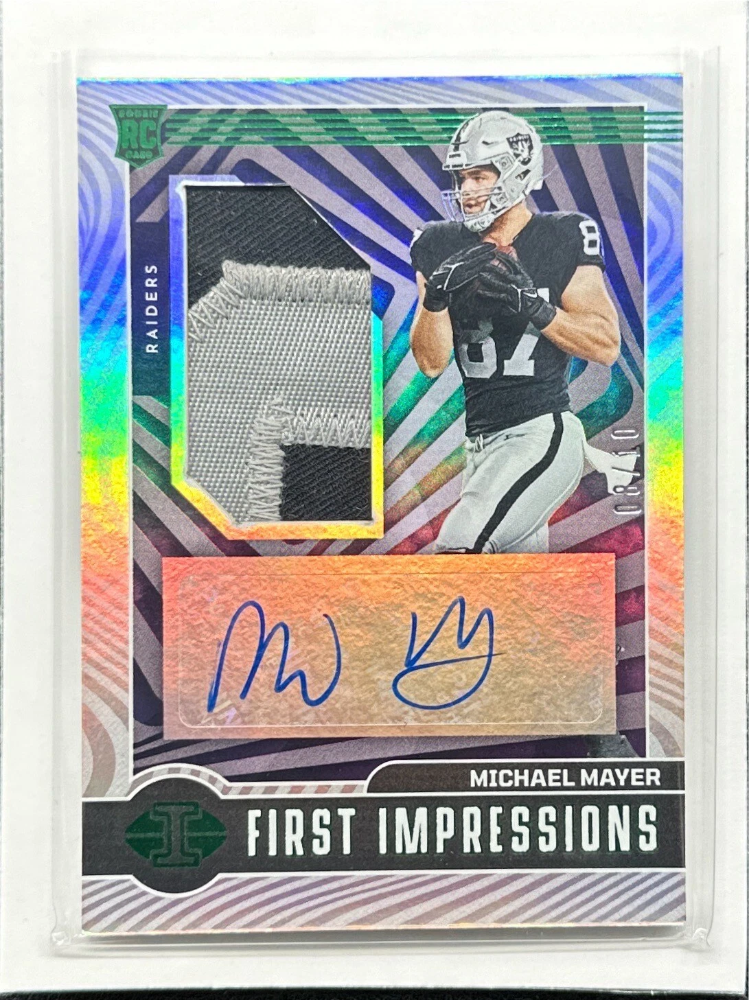 2023 Illusions Michael Mayer Green First Impressions Rookie Patch Auto #08/10