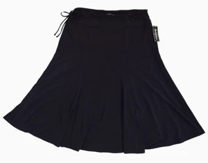 Peck & Peck Black Stretch Knee-Length Skirt Women's Size L Side Drawstring Waist - Picture 1 of 4