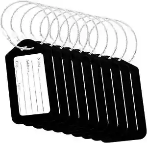 10X Black Luggage Tags for Suitcases Travel Bag Tag Suitcase Baggage Name Label - Picture 1 of 1