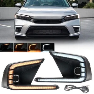 Para 22+ Honda Civic 4D Switchback Dynamic LED DRL con bisel de luz antiniebla de señal de giro - Imagen 1 de 12
