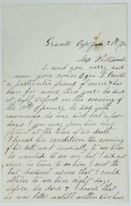 [OREGON-NEW YORK] Original Brief bezüglich des Todes von Esra Prentice. 1872 - Bild 1 von 3