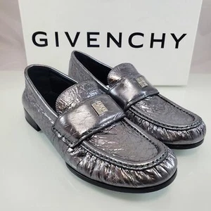 NWT$925 GIVENCHY 4G Metallic Medallion Loafers in Laminated Leather Sz 36.5 - Picture 1 of 15