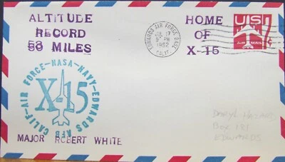 US, X-15, 58 MILLAS ALTITUD RECORD COVER, MAJOR ROBERT WHITE, 17/07/62 Foto 1 de 4