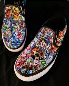 VANS "Character sketch" hand Detailed Slip On Mens - Picture 1 of 1