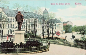 DDK Aarhus Danimarca-Dalgas Stotten View-Street Car-Cartolina d'epoca c1907 (F7) - Foto 1 di 4
