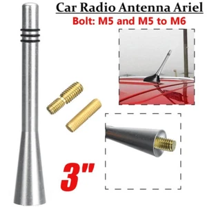 3" Car Sliver Chrome Screw Radio Short Antenna w/ screws Kit Accessories Set - Picture 1 of 8