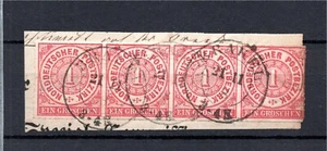NDP 1868 Freimarke 4 in Viererstreifen auf Briefstuck gebraucht Brakel - Picture 1 of 2