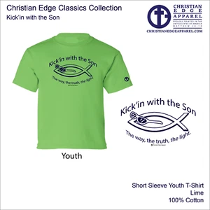 Youth Boys CEA Jesus Christ T-Shirt Kick'in with the Son Christian Edge Apparel - Picture 1 of 3